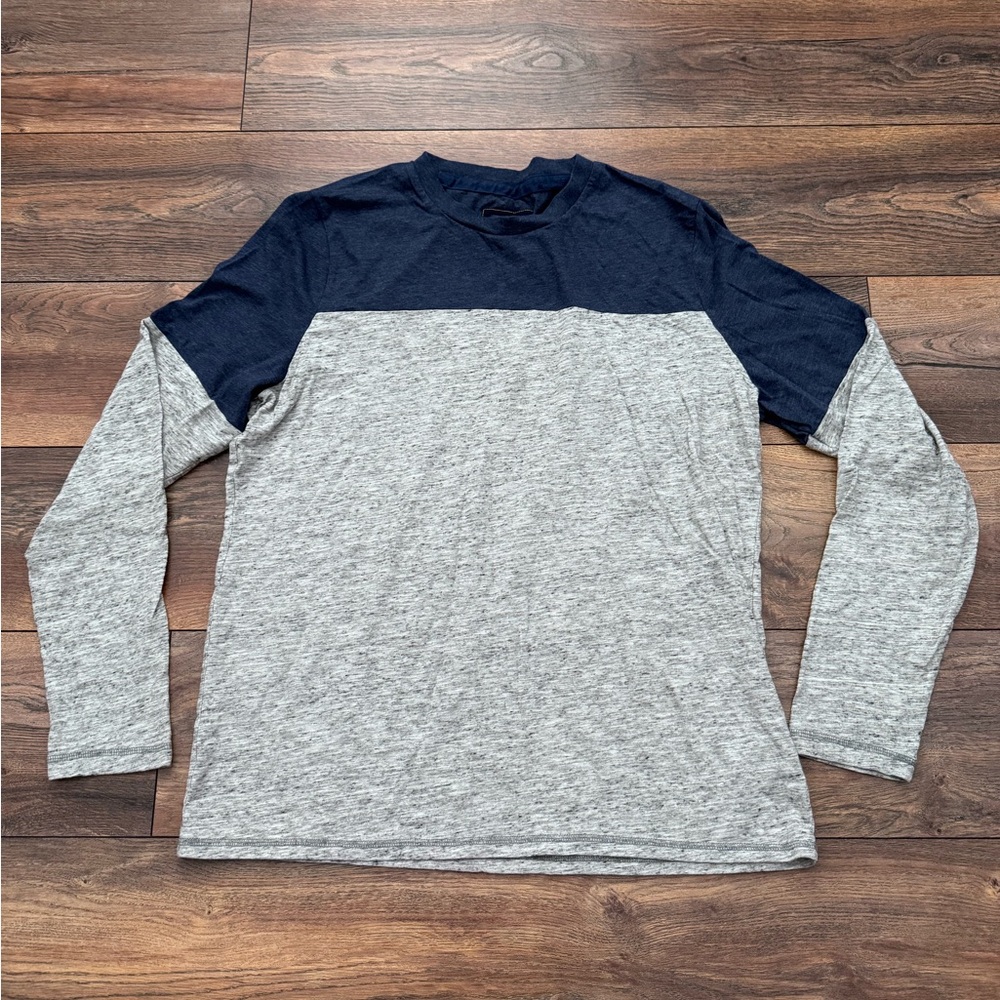 Prince & Fox Men's Long Sleeve Dark Blue & Light Gray Shirt in Size XL